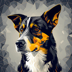 Wall Mural - Vintage Dog pattern, drawn illustration, pastel colors Generative AI