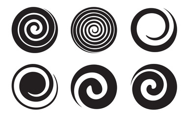 Fototapete - Set of six simple spiral decorative elements for your design.