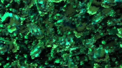 Poster -  Blue and green background. Motion. A luminous sheen in animation that darkens by changing patterns made in 3d format.