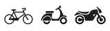 simple bicycle scooter motorbike silhouette set