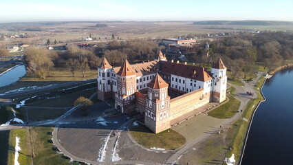 Wall Mural - Aerial view of famous medieval Mir Castle - historical heritage of Belarus