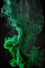 Canvas Print - Green smoke on black background. Generative AI.