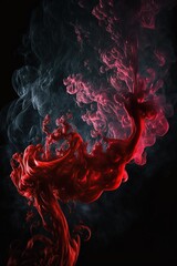 Wall Mural - Red smoke on black background. Generative AI.