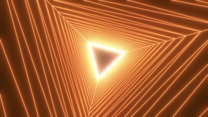 Poster - Glowing 3d tunnel of triangles with flashing. Motion. Space tunnel of glowing triangles. Triangular tunnel with glowing and flashing center