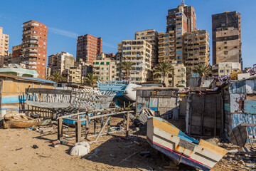 Wall Mural - View of shipyards in Alexandria, Egypt