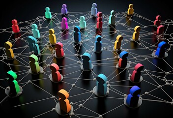 social network connection concept, community generativce ai illustration