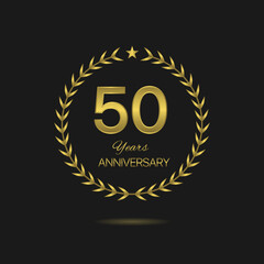 Wall Mural - Fifty years Anniversary golden laurel wreath label