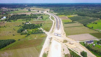 Wall Mural - Construction site of S7 road in Poland, part of European route E77 in Ruda village near Tarczyn, Poland