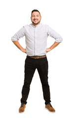 Adult latin man full body photo isolated cut out