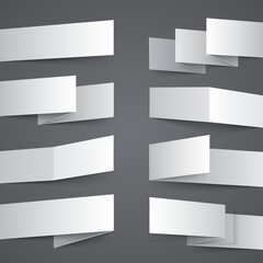 Aufkleber - Folded white paper banners with realistic shadows on gray background