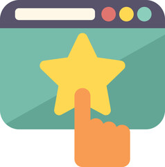 Sticker - Website rate icon flat vector. Star review. User quality isolated