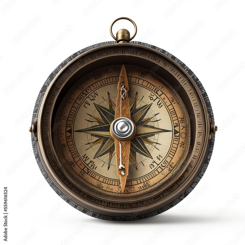 Antique vintage compass isolated on a white background Stock ...