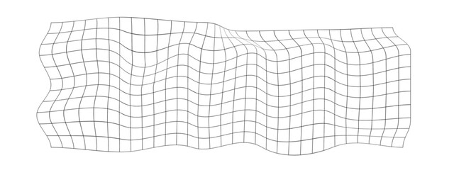 Wall Mural - distorted grid texture. curvatured net. warped mesh surface isolated on white background. checkered 