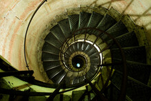 A Fish Eye View Of A Spiraling Stair Case In Paris France.