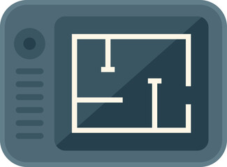 Poster - Tablet redesign icon flat vector. Web page. People studio isolated