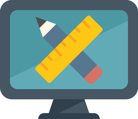 Poster - Draw monitor icon flat vector. Web ux. Studio work isolated