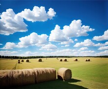 Beautiful Landscape With A Field Of Hay