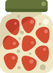 Poster - Pickled strawberry icon flat vector. Food glass. Canning eating isolated