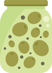 Sticker - Olives jar icon flat vector. Food pickle. Canning cook isolated