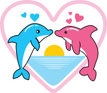 Couple Dolphin And Heart