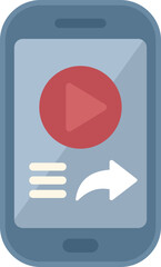 Poster - Play repost phone icon flat vector. Business page. Document mark isolated