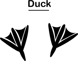 Poster - Animal Footprint, Duck Paw, Goose Trace. Flat Vector Icon illustration. Simple black symbol on white background..eps