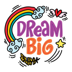 Wall Mural - Dream big, hand lettering. Poster for shirt design.