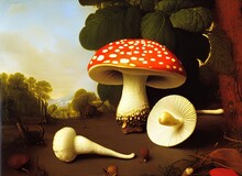 Jackson's Slender Amanita Mushroom Artist Depiction.