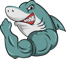 Cute Angry Shark Cartoon Mascot