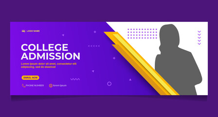 Wall Mural - Education social media cover and web banner template