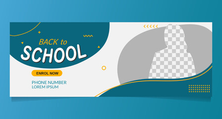 Fototapete - Back to school social media cover and web banner template