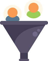 Sticker - Market funnel icon flat vector. Customer target. People share isolated