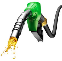 Green Gas Pump Nozzle With Petrol Splash