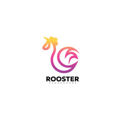Wall Mural - rooster line art design template logo gradient color