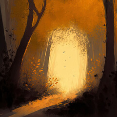 Fototapete - illustrating the light from the forest, illustrating