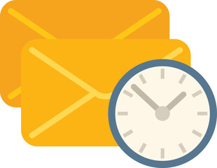 Poster - Mail time send icon flat vector. Clock project. Task control isolated