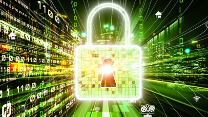 Poster - cyber security and online data protection with tacit secured encryption software . concept of smart 