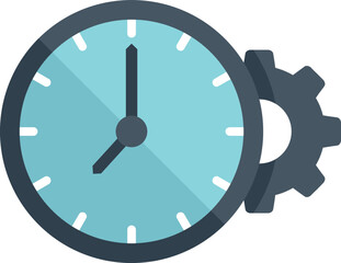 Wall Mural - Clock gear time icon flat vector. Work control. Timer watch isolated