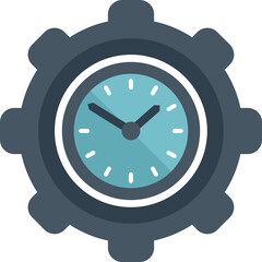Poster - Gear time icon flat vector. Clock project. Schedule team isolated