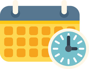 Poster - Calendar time icon flat vector. Work control. Task team isolated