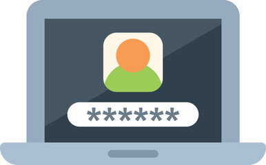 Poster - Laptop privacy icon flat vector. Data protect. Secure information isolated
