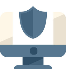 Sticker - Computer privacy icon flat vector. Data protect. Secure cyber isolated