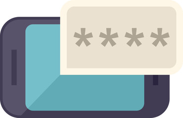 Poster - Smartphone password icon flat vector. Data privacy. Protect shield isolated