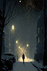 Sticker - Dark winter night