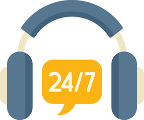 Poster - 24 hour support icon flat vector. office service. customer help isolated