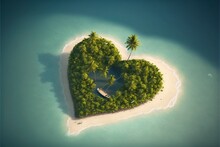 Small Heart Island With Palms