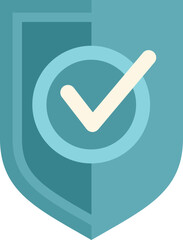 Poster - Approved shield icon flat vector. Interface button. Software app isolated
