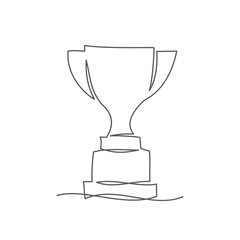 Wall Mural - Champion cup One line drawing on white