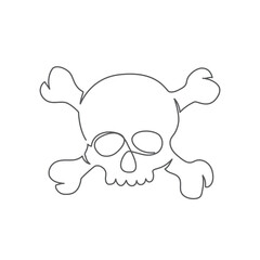 Wall Mural - Skull One line drawing isolated on white background