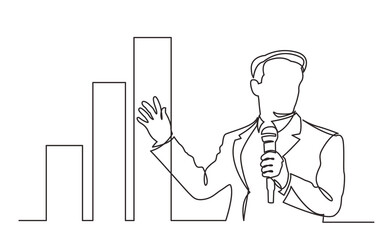 Poster - continuous line drawing business trainer showing increasing chart png image with transparent backgro